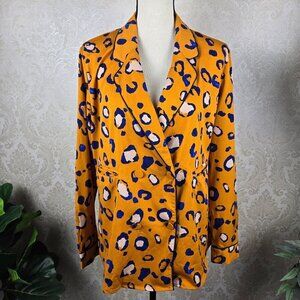 3.1 Phillip Lim Target Size Large Orange Animal Print Blazer Double Breasted